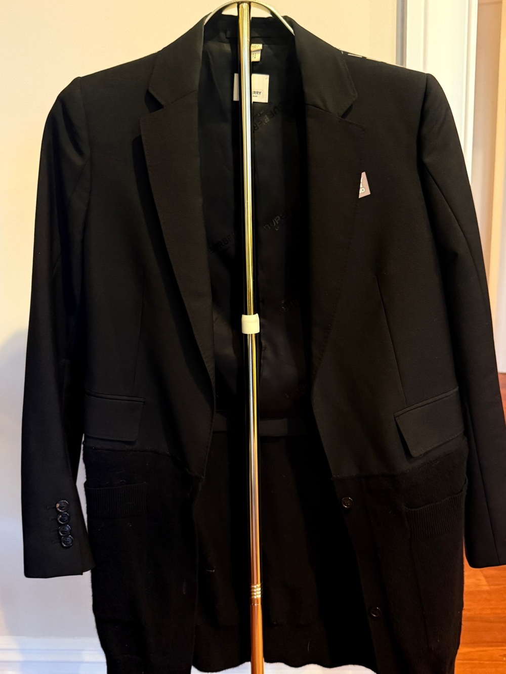 Burberry Women’s Black Wool Mohair & Cashmere Hybrid Blazer / Cardigan
